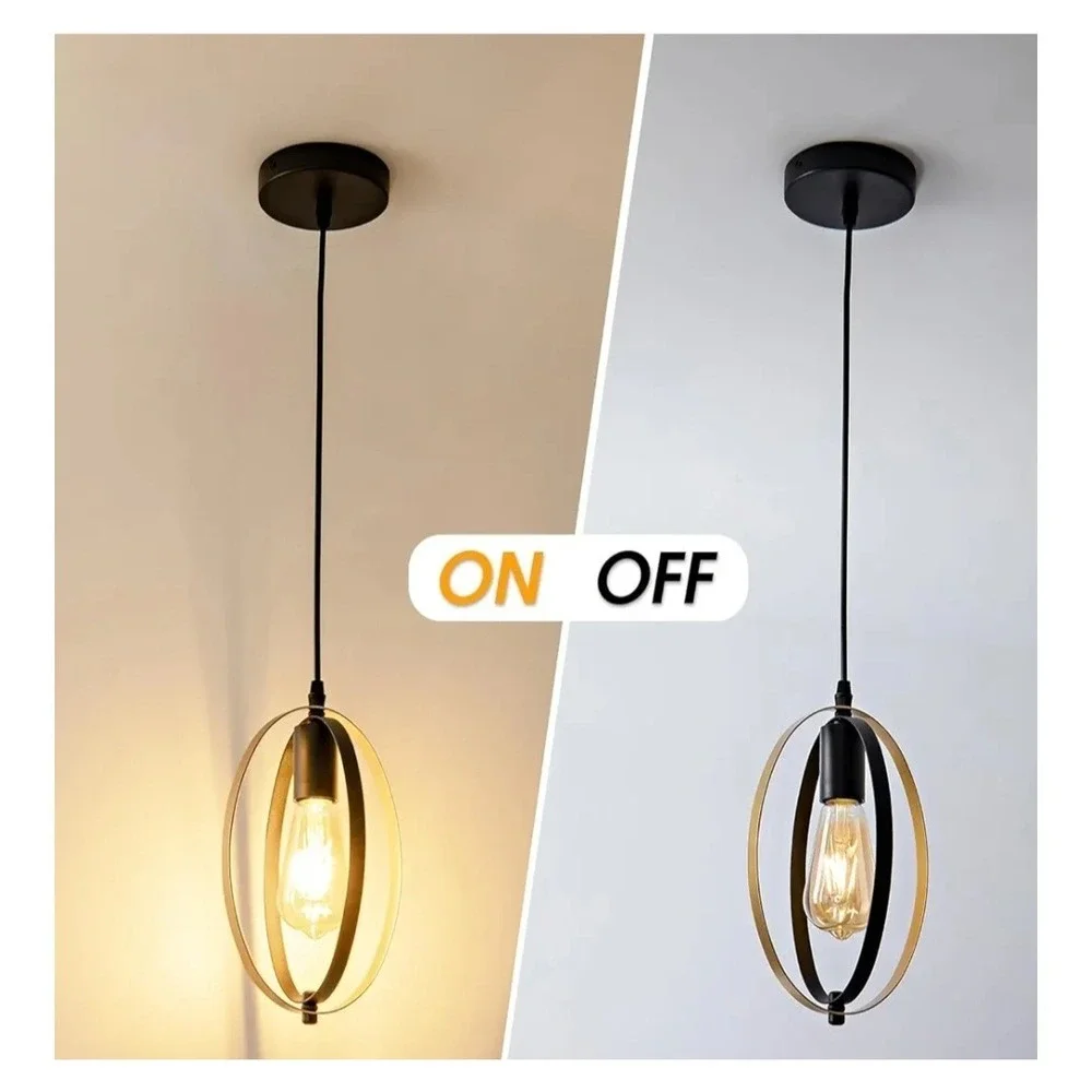Pendant Light Dotokotl Lighting Double Ring Black Gold Metal‎ Modern MCM Style
